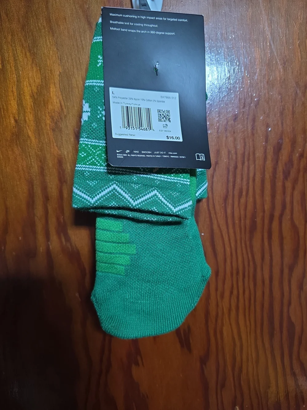 Nike Elite Dri-FIT Green Holiday Crew Socks